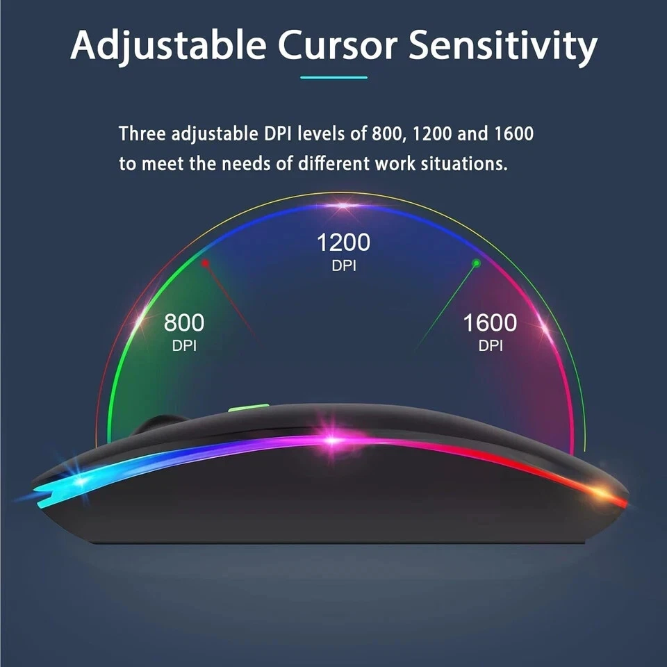 2.4Ghz Wireless UltraSlim USB Rechargeable Mouse Cordless Optical PC Laptop - Image 3 of 4