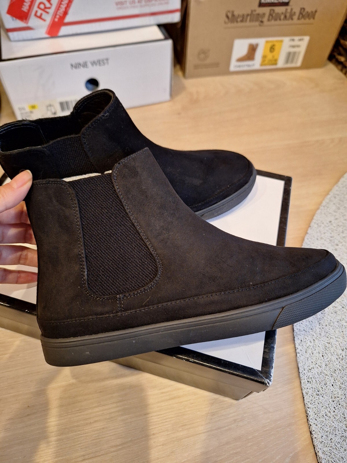 New Nine West Ankle Boots Booties Shoes Womens Size 5 Black Suede