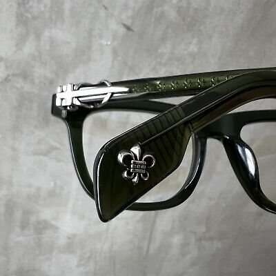 CHROMEHEARTS/ DARK GREEN SILVER FRAME CLASSIC STYLE EYEGLASS CHROMEHEARTS/ DARK GREEN SILVER FRAME CLASSIC STYLE EYEGLASS