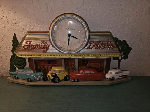 Vintage 1988 Burwood '50's Family Drive-In Coca-Cola Clock-Works