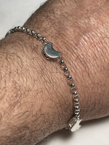 Italy 925 Sterling half moon, Crescent Bracelet 7 3/4" - Picture 5 of 6