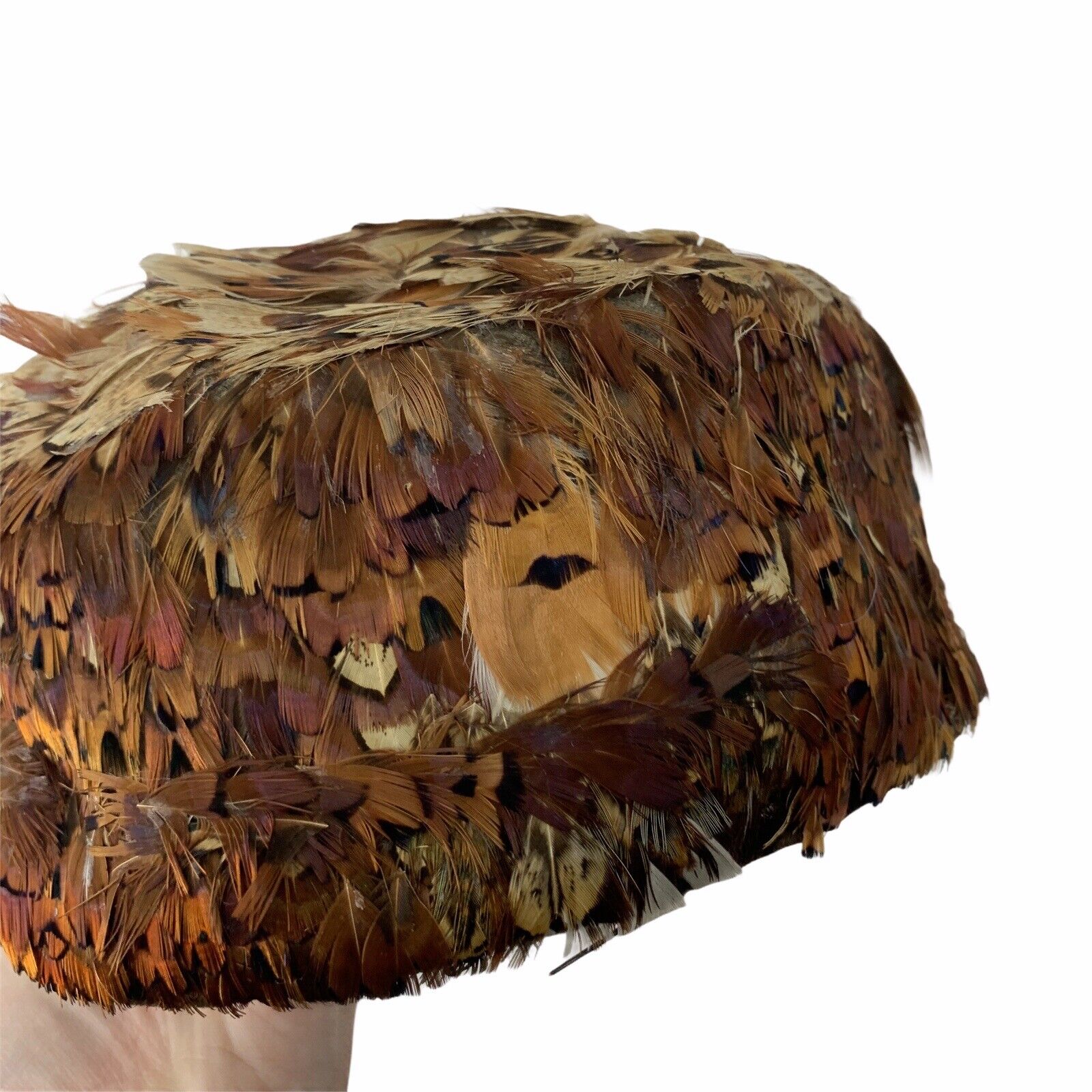Vintage Pillbox Hat 60s Pheasant Feathers Handmad… - image 8