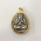 Phra Pidta 7 Round Wat Boworn Temple Gold Micron Pendant Thai Buddha Amulet
