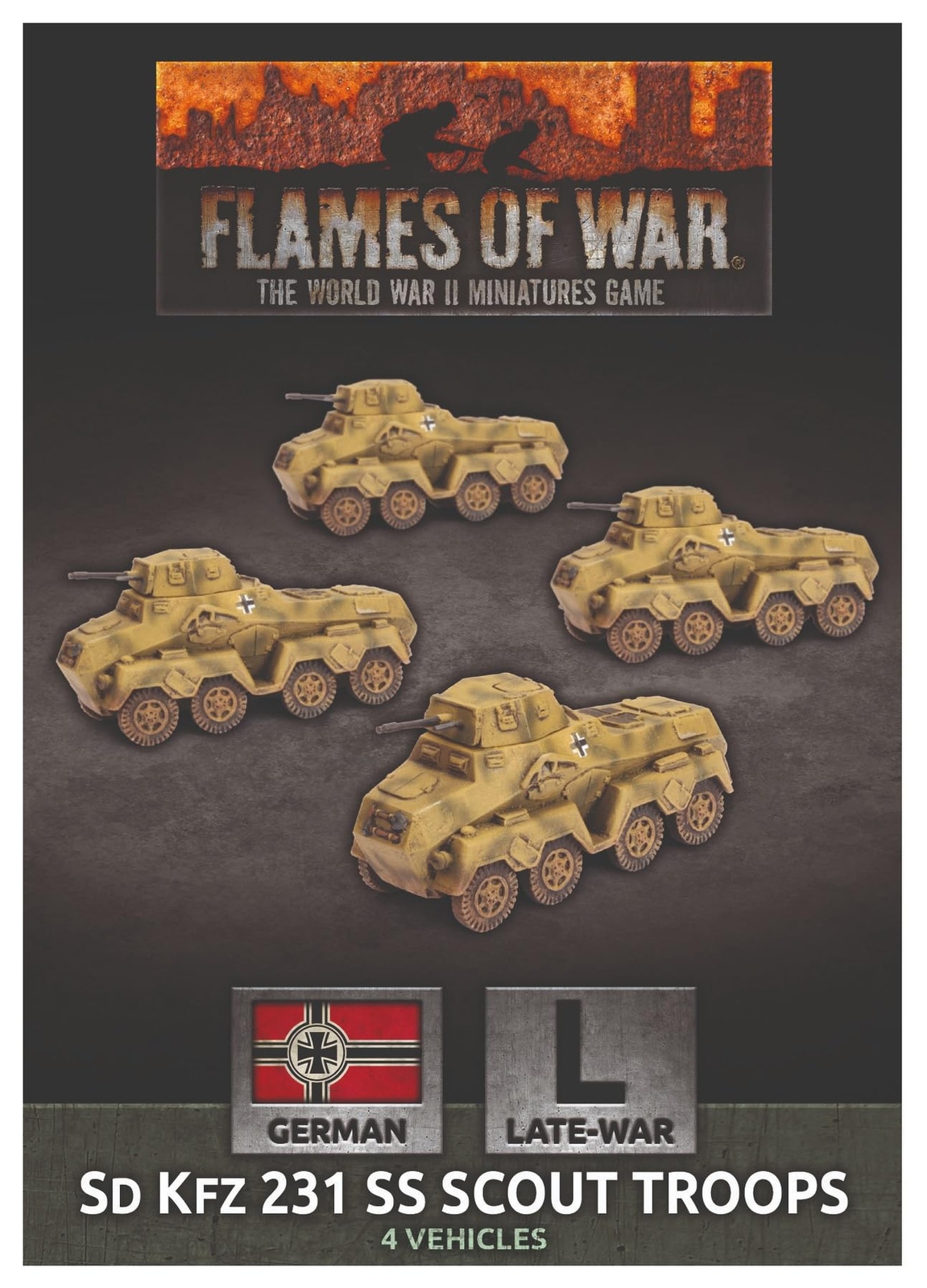 Flames of War - German Sd Kfz 231 SS Scout Troop (x4) - GBX154 - MFN