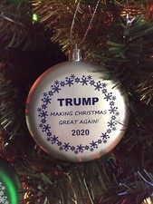 President Trump 2020 Shatterproof MAGA Christmas Tree Ornament SILVER