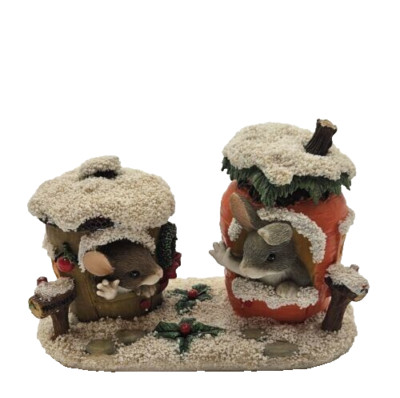 NIB Fitz and Floyd Charming Tails ''MERRY CHRISTMAS FROM OUR HOUSE TO YOURS'' Fig