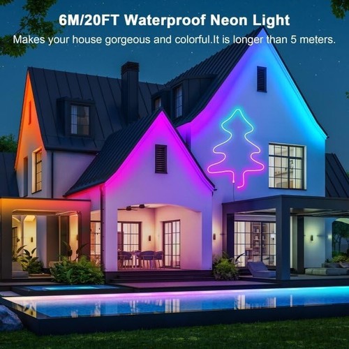 20Ft RGB LED Neon Rope Lights - Waterproof, Remote/App Control for Stylish Decor - Picture 5 of 9