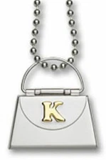 Gold Stainless Steel 'K' Initial Locket Envelope Purse Pendant Charm Necklace