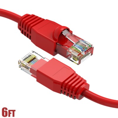 6FT Cat6A RJ45 Ethernet LAN Network Patch Cable UTP Copper Wire Gold 24AWG Red