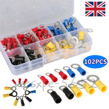 102x Insulated Electrical Crimp Ring Spade Assorted Connector Wire Terminals Kit