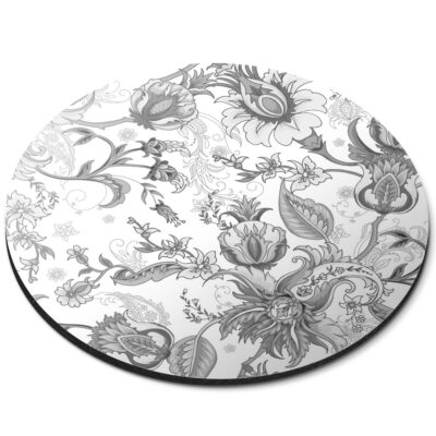 Runde Maus Matte (bw) - süßes Vintage Blumen Design #37955