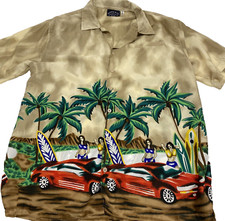 Pacific And Co Mens M Button Up Shirt hot girls chicks red fast cars palm trees