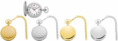 Eichmüller Taschenuhr Silber Gold Quarz mit Kette Uhr Vintage Taschen Japanwerk