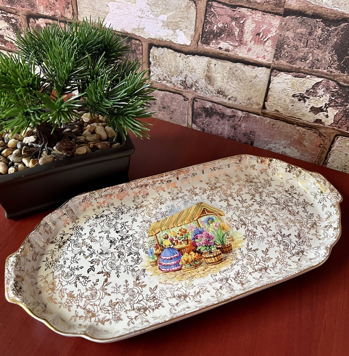 EMPIRE ENGLAND PORCELAIN TRAY #733 THE FLOWER MARKET DALE
