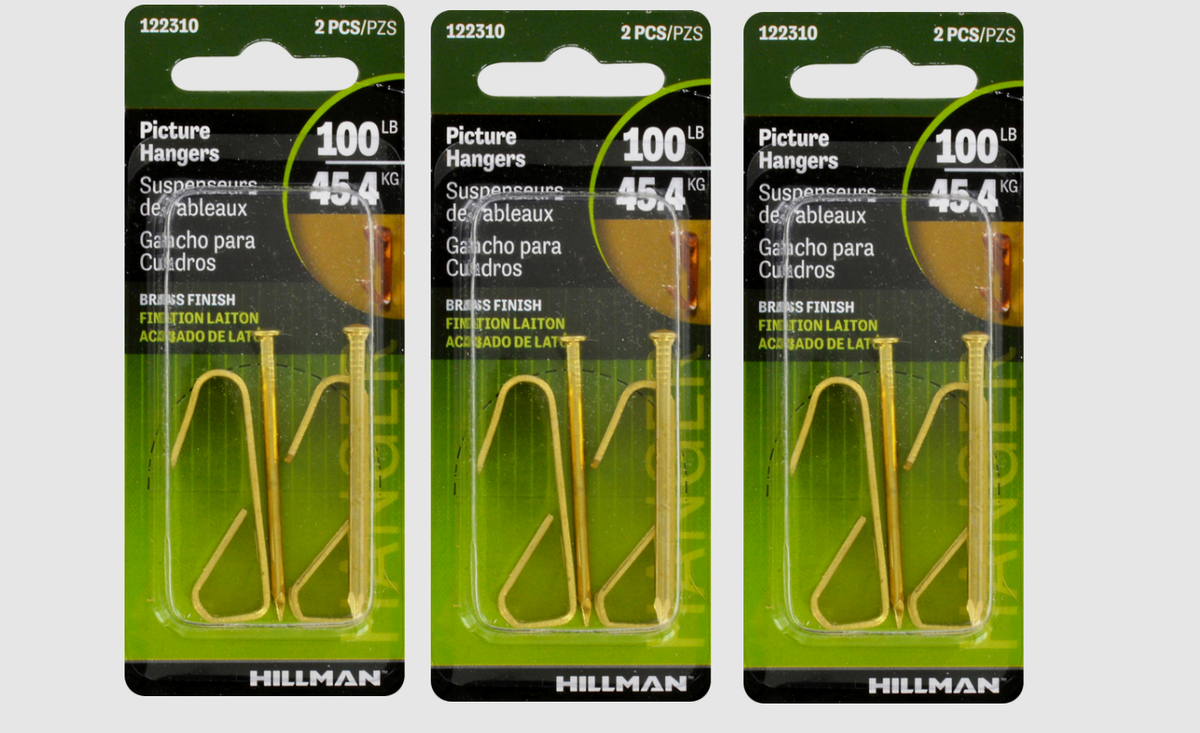 Hillman AnchorWire Brass-Plated Gold Conventional Picture Hanger 50 lb 3 pk Hillman AnchorWire Brass-Plated Gold Conventional Picture Hanger 50 lb 3 pk