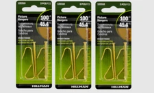 3~ Hillman AnchorWire Brass-Plated Gold PICTURE HANGERS 100 lb. 2 pk 122310