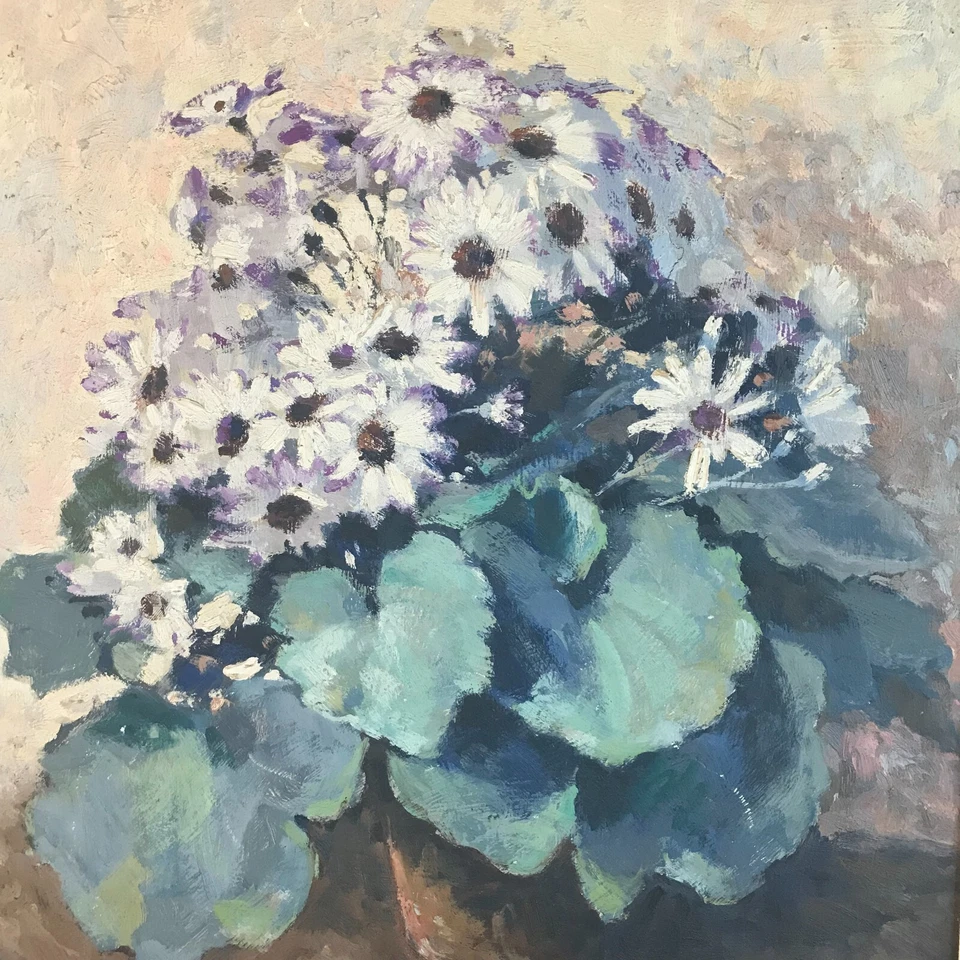 BOUQUET hsi signé Albert DANET tableau peinture vintage antique fleurs 1 - Photo 4/4