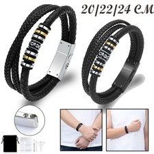 Handmade Braided Leather Double-Row Urn Bracelet for Ashes Cremation Cuff Bangle