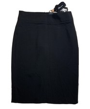 Blumarine Skirt Sz 32 Black Stretch Straight Rear Ruffle Made Italy NWT 550