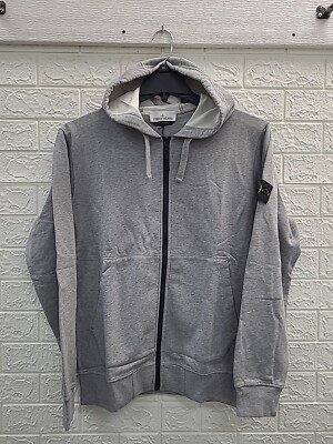 New Stone Island Long Sleeve Full Zip Gray Fleece Sweatshirt Size XXLarge