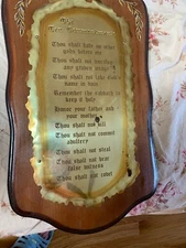 Home Interior Wall decor wood with gold metal words "The ten Commandments"