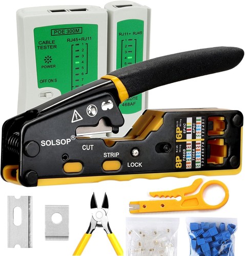 Ultimate Ethernet Crimping Kit: Pass Through Tool, Stripper & Tester Included - Picture 3 of 9