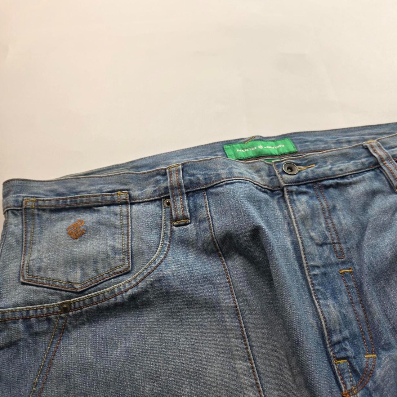 3190 2000s Y2K Rocawear Blue Baggy Skater Hiphop Jorts Denim Shorts W42 image 5