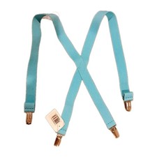 Boys Light Blue Suspenders 30" Silver Clips Elastic Y-Back Kids NWT One Size