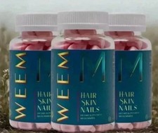 WEEM Hair Skin and Nails Gummies, Vegan biotin Vitamins, Healthy Hair- Pack of 3