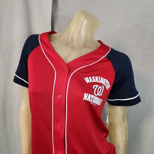 MLB Washington Nationals Campus Lifestyles Jersey Red ShrSlv Shirt Top SMALL NEW - Picture 2 of 6