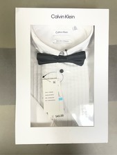 Calvin Klein Big Boys Tuxedo Shirt and Bow Tie Box Set - White - 20