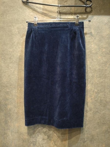 Women Balmain Skirt Navy Velvet 36