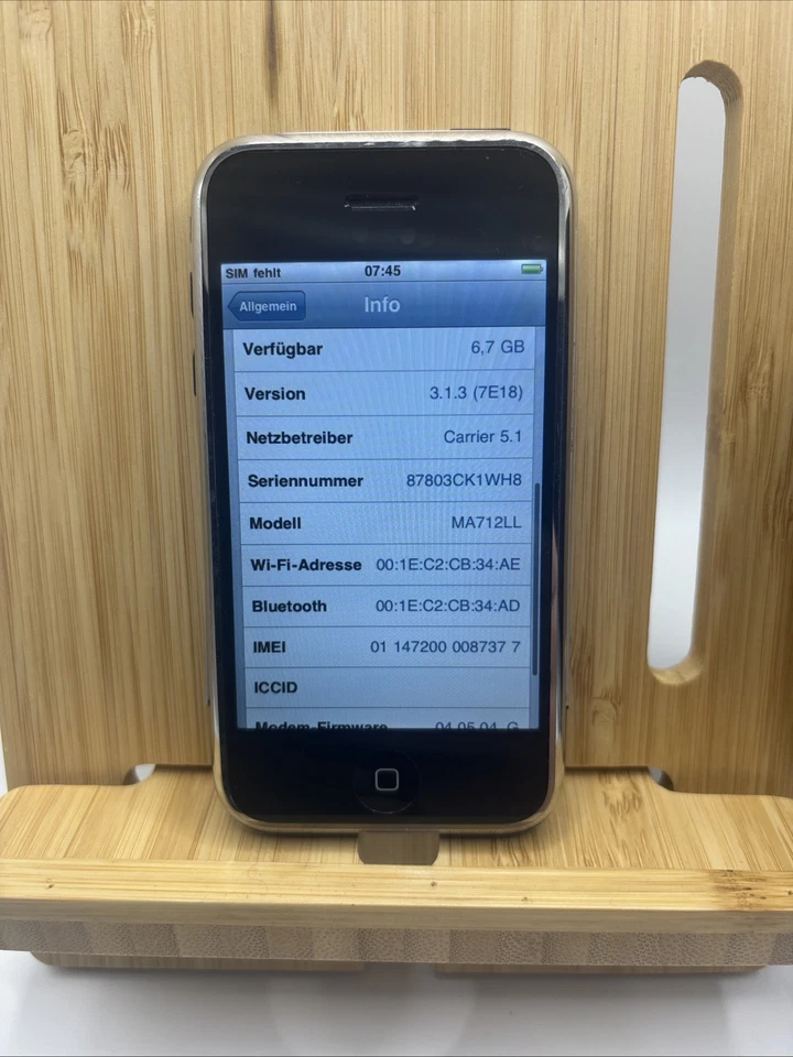 Apple iPhone 1. Gen- 8GB - Schwarz A1203 (GSM) 2G ,OVP  IMEI Match - Bild 4 von 4