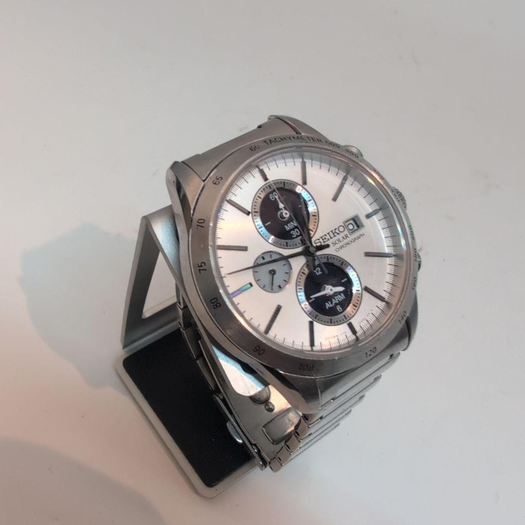 SEIKO SOLAR CHRONOGRAPH Watch V172 0AP0 From Japan - Gem