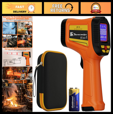 Dual-Laser Infrared Thermometer -58°F to 2732°F Non-Contact Temp Gun for HVAC, M