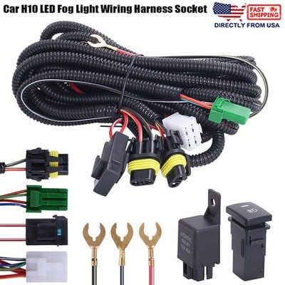 H10 Car Fog Light Wiring Harness Socket with 40A Relay+Fuse+Switch For Toyota US
