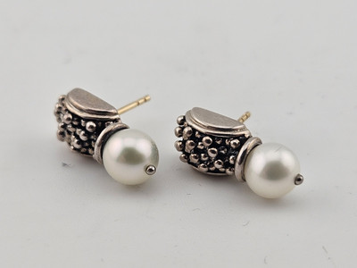 Michael Dawkins Pearl Stary Night Sterling Silver 925 14k Gold Post Earrings