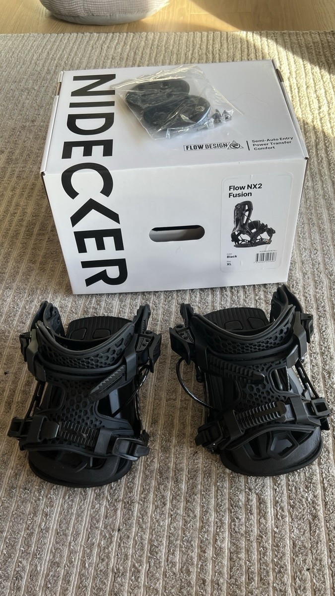 Nidecker Flow NX2 Fusion Snowboard Bindings Black XL Semi-Auto