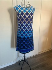 Eliza J Blue and White Geographically Striped Dress Size 6