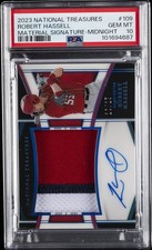 2023 NATIONAL TREASURES MATERIAL SIGNATURE-MIDNIGHT ROBERT HASSELL 16/25 PSA 10