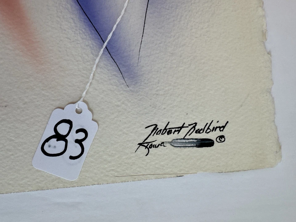 Robert Redbird Sr. Pintura Original Nativo Americano - Artista Kiowa - Firmada Foto 2 de 3