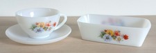 ARCOPAL * ANEMONES * RAVIER BEURRIER + TASSE CHOCOLAT et SOUCOUPE détail annonce