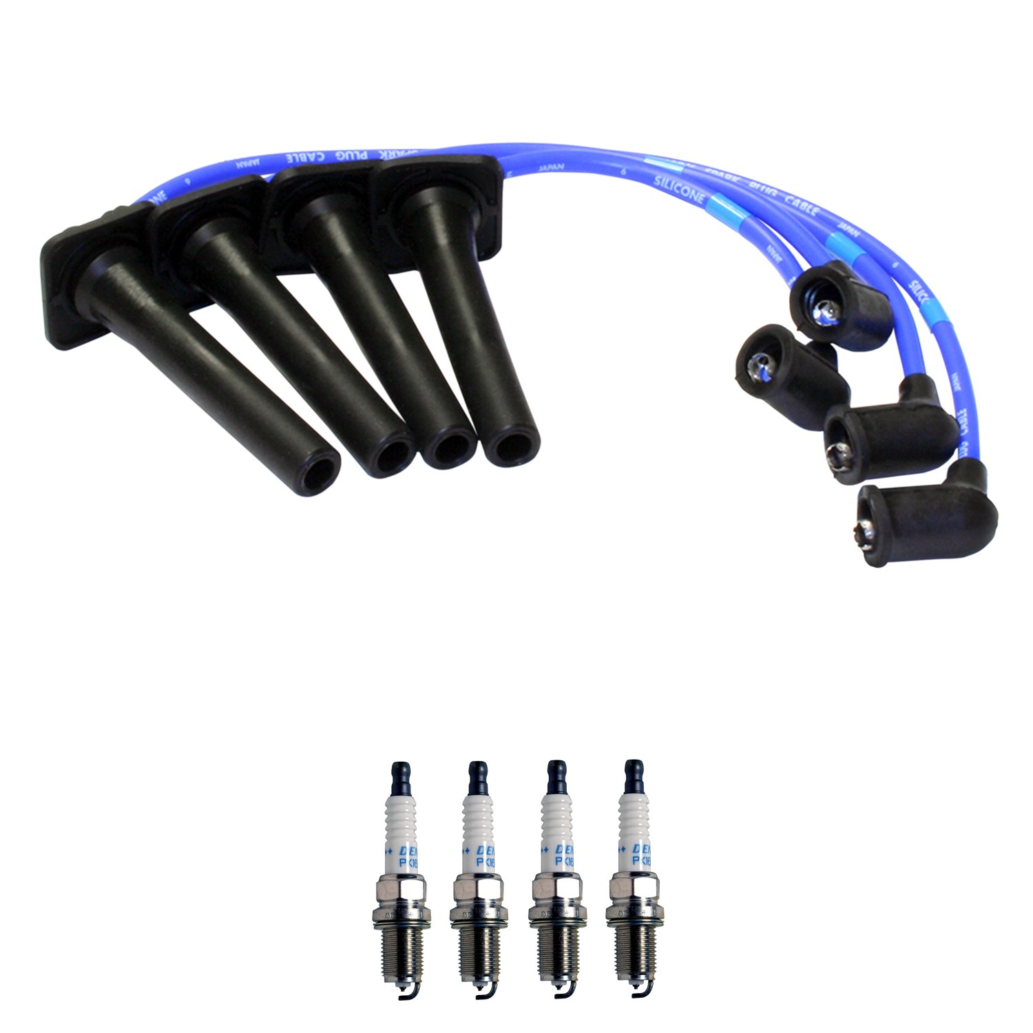 NGK Wire Set  Denso 4 Double Platinum Spark Plugs Kit for Protege 1.8L L4 2000