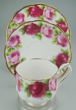 Royal Albert Old English Rose Trio Cup, Saucer & Side Plate Hampton Shape TV695