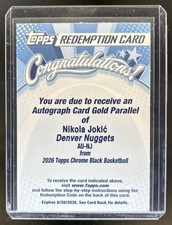 2025-26 Topps Chrome Black Nikola Jokic Auto Gold Refractor #/50 Nuggets