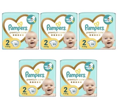5- Pack Pampers Premium Care Windel, Größe 2 (4-8kg) 23 Stück Baby Versorgung