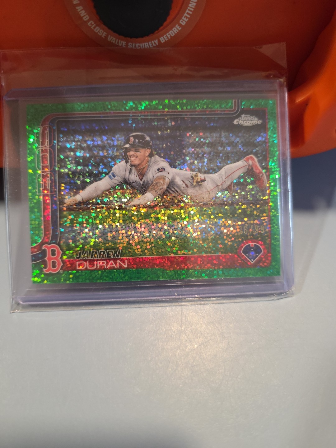 2025 Topps Chrome - Image Variation Jarren Duran #79 Green Speckle Refractor /99