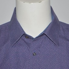 TED BAKER Endurance Stretch Cotton Purple Blue Floral Dress Shirt 17 34/35
