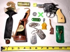 Vintage Junk Drawer Lot - Pins, Costume Jewelry, Repair, Masonoc Tie, Dog Tags