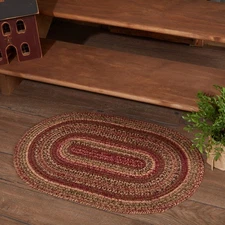 Accent Rug Cider Mill Jute Primitive 20x30Oval No Slip Striped Floor VHC Brands